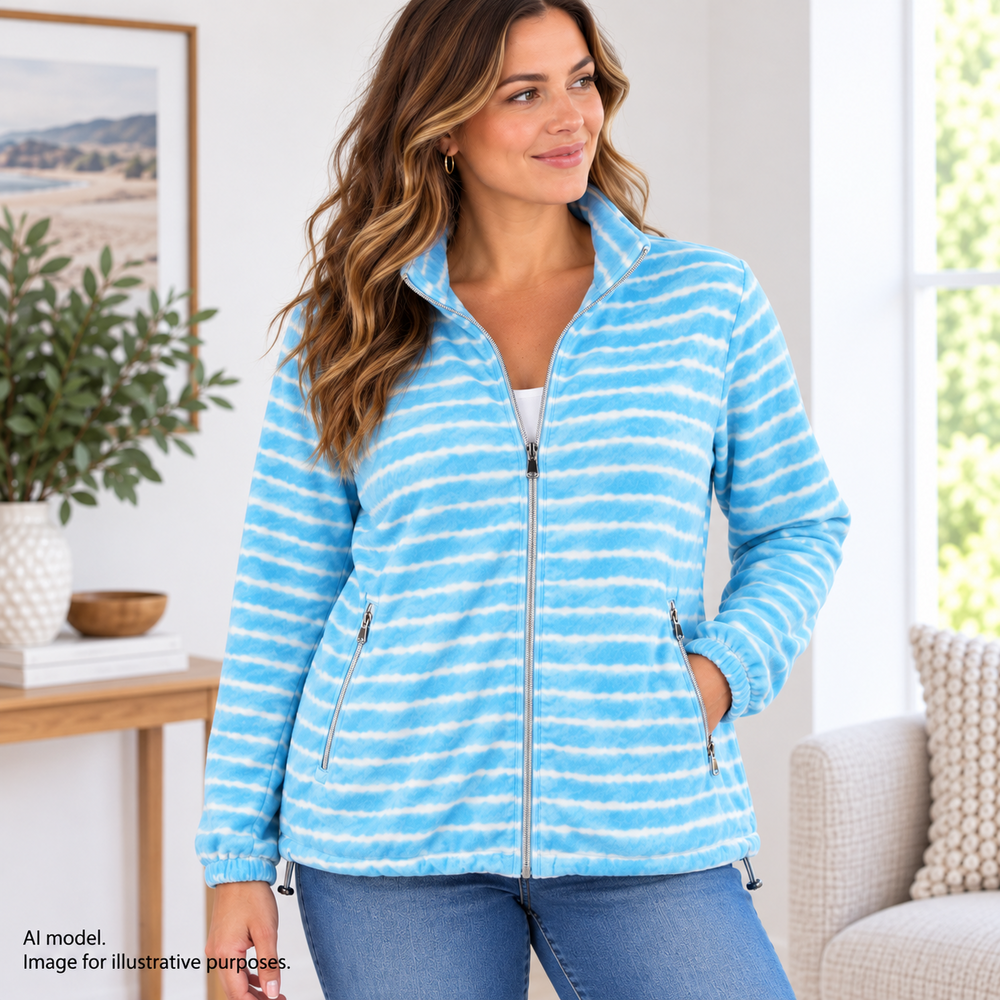 Lauren Ralph Lauren Jacket Womens Medium Striped Full Zip Lightweight Activewear
